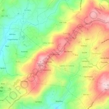 Carte topographique Lameirinhas, altitude, relief