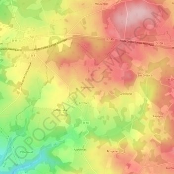 Carte topographique Bréjassoux, altitude, relief