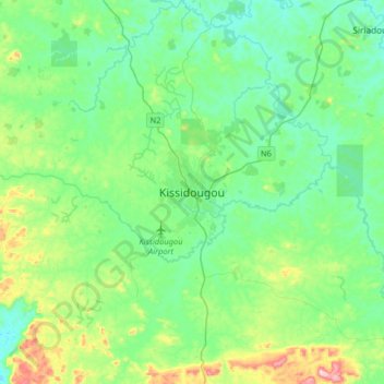 Carte topographique Kissidougou, altitude, relief