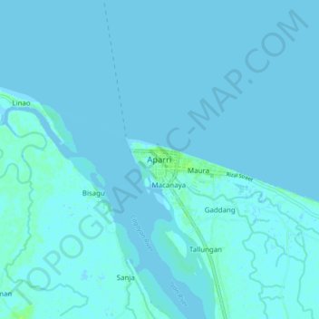 Carte topographique Aparri, altitude, relief