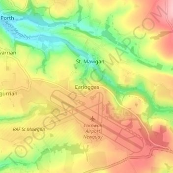 Carte topographique Carloggas, altitude, relief