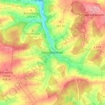 Carte topographique Gerichtstetten, altitude, relief