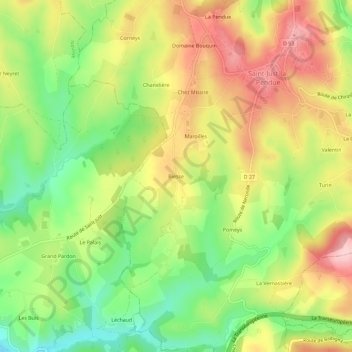 Carte topographique Biesse, altitude, relief