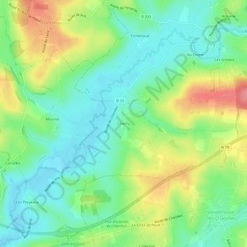 Carte topographique Chechy, altitude, relief