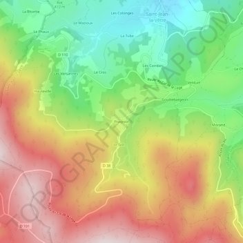 Carte topographique Pragniot, altitude, relief