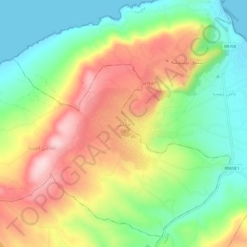 Carte topographique Al Matlin, altitude, relief