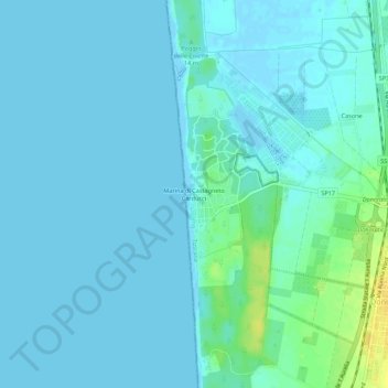 Carte topographique Marina di Castagneto Carducci, altitude, relief