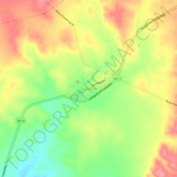 Carte topographique Saladillo, altitude, relief