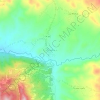 Carte topographique Assif Lekhmis, altitude, relief