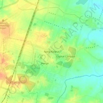 Carte topographique Nava Raipur, altitude, relief