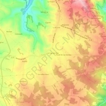 Carte topographique Le Cap del Mas, altitude, relief