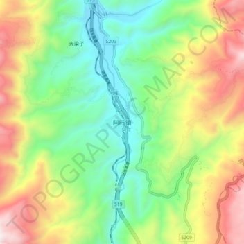 Carte topographique Awang, altitude, relief