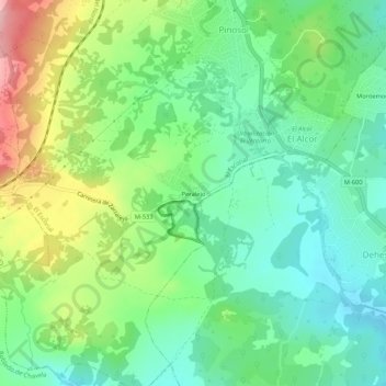Carte topographique Peralejo, altitude, relief