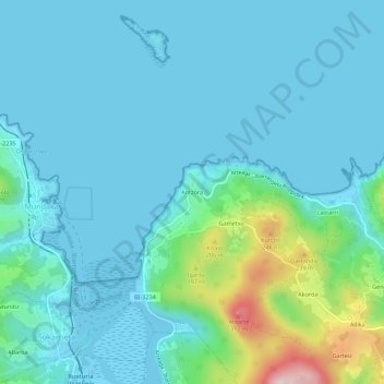 Carte topographique Antzora, altitude, relief