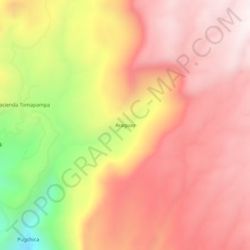 Carte topographique Araguay, altitude, relief