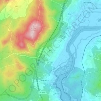 Carte topographique Bexo, altitude, relief