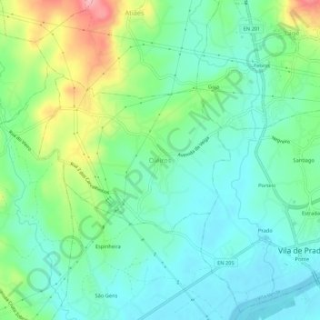 Carte topographique Oleiros, altitude, relief