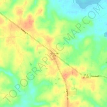 Carte topographique Crossroads, altitude, relief