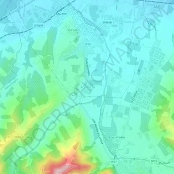 Carte topographique Formica, altitude, relief