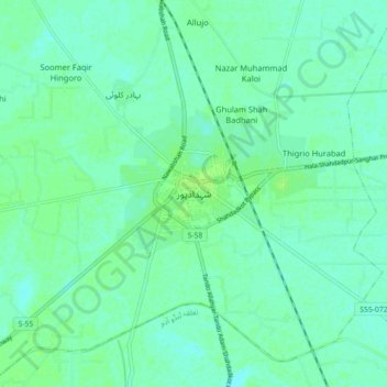 Carte topographique Shahdadpur, altitude, relief