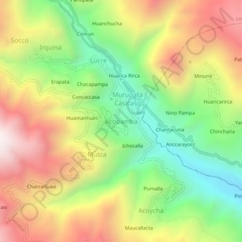 Carte topographique Acobamba, altitude, relief