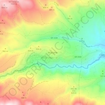 Carte topographique De la Loma, altitude, relief