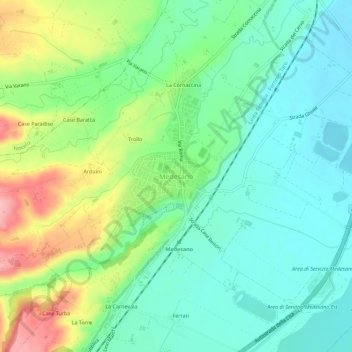 Carte topographique Medesano, altitude, relief