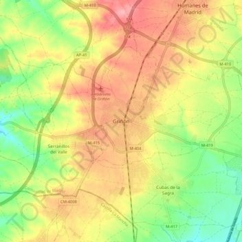 Carte topographique Griñón, altitude, relief