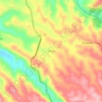 Carte topographique El Pital, altitude, relief