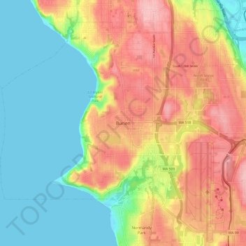 Carte topographique Burien, altitude, relief