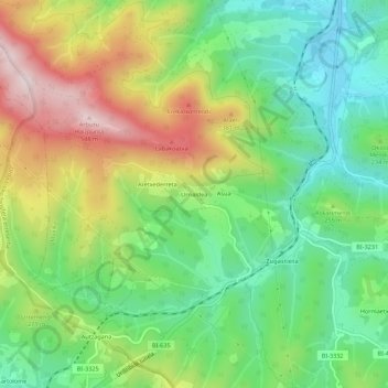 Carte topographique Urrialdea, altitude, relief