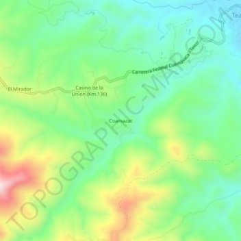 Carte topographique Coamazac, altitude, relief