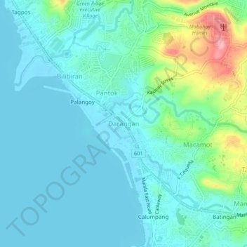 Carte topographique Darangan, altitude, relief