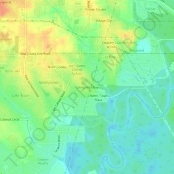 Carte topographique Rolling Meadows, altitude, relief