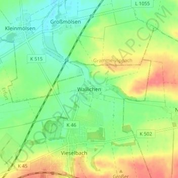 Carte topographique Wallichen, altitude, relief