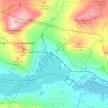 Carte topographique Finse, altitude, relief