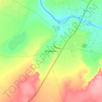 Carte topographique Hopetown, altitude, relief