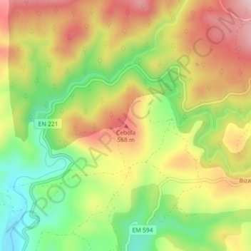 Carte topographique Cebola, altitude, relief