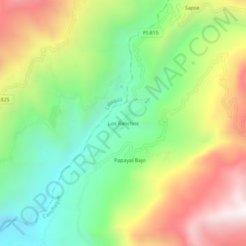 Carte topographique Los Ranchos, altitude, relief