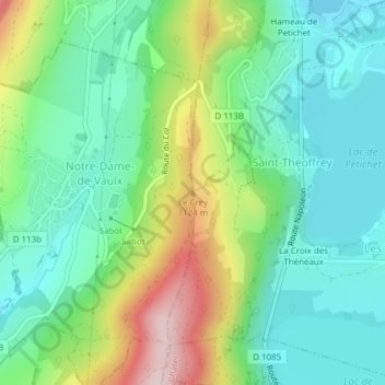 Carte topographique Le Crey, altitude, relief