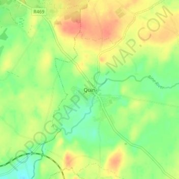 Carte topographique Quin, altitude, relief