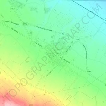 Carte topographique Pezze di Greco, altitude, relief