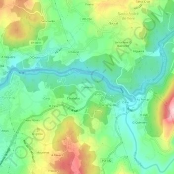 Carte topographique Condesa, altitude, relief