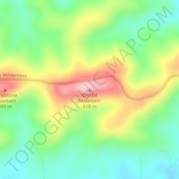 Carte topographique Crystal Mountain, altitude, relief