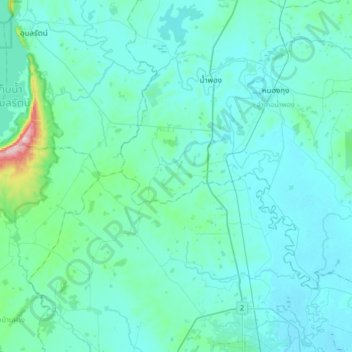 Carte topographique Muang Wan, altitude, relief