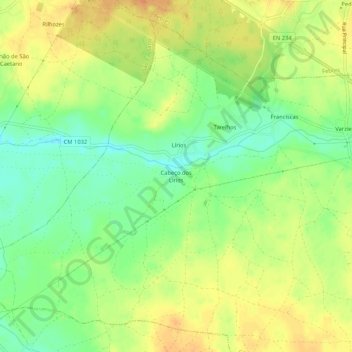 Carte topographique Cabeço dos Lírios, altitude, relief