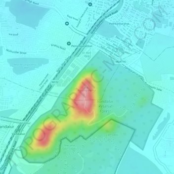 Carte topographique Perungulathur, altitude, relief