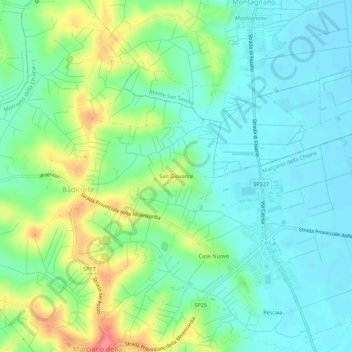 Carte topographique San Giovanni, altitude, relief