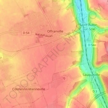 Carte topographique Genneville, altitude, relief