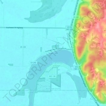 Carte topographique Sugar Lake, altitude, relief